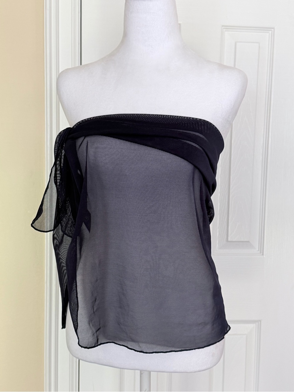 Vintage 90s Jantzen Images Sheer Mesh Swim Sarong Pareo Coverup Navy Blue